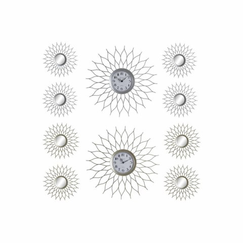 Zegar Ścienny DKD Home Decor Szampan Srebrzysty polipropylen Lustro 50 x 4 x 50 cm 5 Części (2 Sztuk)