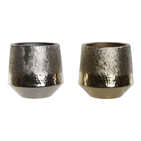 Dekoracja na Stół DKD Home Decor Złoty Srebrzysty Aluminium 19 x 19 x 20 cm (2 Sztuk)