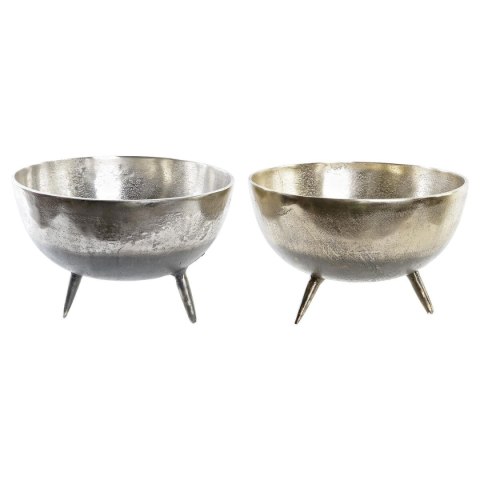 Dekoracja na Stół DKD Home Decor Złoty Srebrzysty Aluminium 31 x 31 x 19,5 cm (2 Sztuk)
