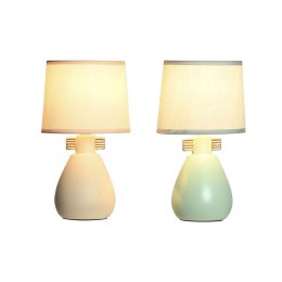 Lampa stołowa DKD Home Decor Materiał Poliester Kolor Zielony Krem Kamionka 220 V 40 W (2 Sztuk) (16 x 16 x 27 cm)