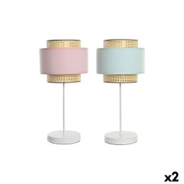 Lampa stołowa DKD Home Decor Metal Kolor Zielony Jasnoróżowy 220 V 50 W 26 x 26 x 55 cm (2 Sztuk)
