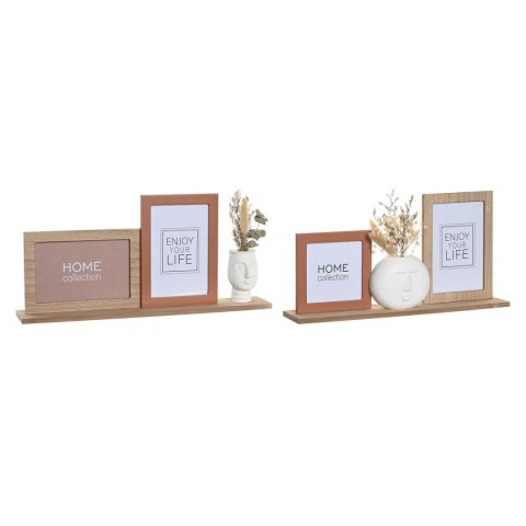 Ramka na Zdjęcia DKD Home Decor 30 x 5 x 19 cm Kwiat Twarz Ceramika Żywica Wielokolorowy Drewno MDF Miejska (2 Sztuk)