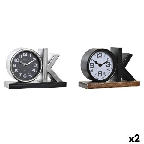 Stolné hodiny DKD Home Decor Czarny Srebrzysty (2 Sztuk)