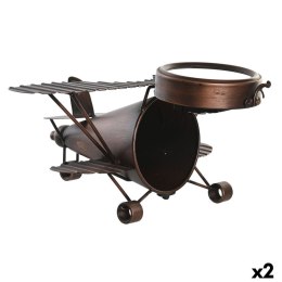 Stolné hodiny DKD Home Decor Złoty Srebrzysty Samolot (2 Sztuk)