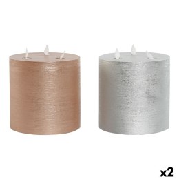 Świeca LED DKD Home Decor Złoty Srebrzysty 15 x 15 x 15 cm (AA) (2 Sztuk)