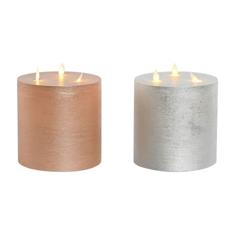 Świeca LED DKD Home Decor Złoty Srebrzysty 15 x 15 x 15 cm (AA) (2 Sztuk)