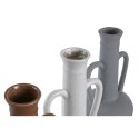 Wazon DKD Home Decor Biały Szary Terakota Porcelana 12,7 x 12,5 x 30 cm (3 Sztuk)