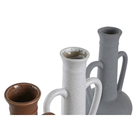 Wazon DKD Home Decor Biały Szary Terakota Porcelana 12,7 x 12,5 x 30 cm (3 Sztuk)