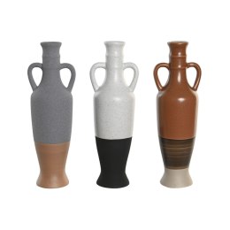 Wazon DKD Home Decor Biały Szary Terakota Porcelana 9,6 x 9 x 28,6 cm 9,6 x 9 x 29 cm (3 Sztuk)