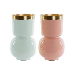Wazon DKD Home Decor Kolor Zielony Złoty Koral Żelazo Lakierowany 18 x 18 x 31 cm (2 Sztuk)
