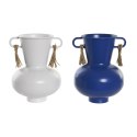 Wazon DKD Home Decor Metal Biały Granatowy (12 x 12 x 16 cm) (2 Sztuk)