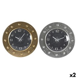 Zegar Ścienny DKD Home Decor 48,5 x 6 x 48,5 cm Szkło Srebrzysty Czarny Złoty Żelazo (2 Sztuk)