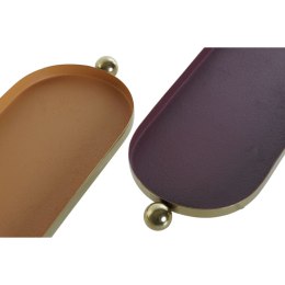 Dekoracja na Stół DKD Home Decor Pomarańczowy Magenta Złoty Żelazo 35 x 13 x 3 cm (2 Sztuk)