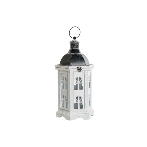 Lampa DKD Home Decor Wykończenie antyczne Biały Ciemny szary Drewno Szkło 19 x 17 x 39 cm