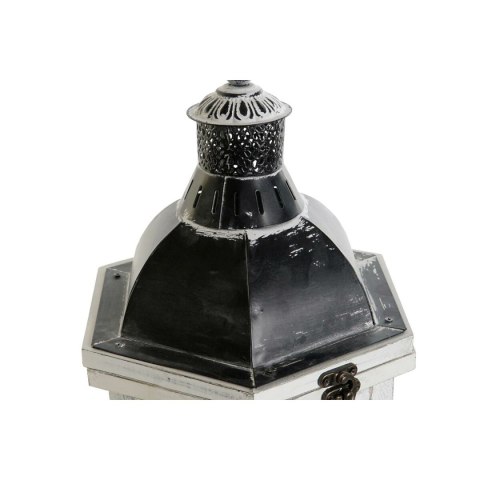 Lampa DKD Home Decor Wykończenie antyczne Biały Ciemny szary Drewno Szkło 19 x 17 x 39 cm