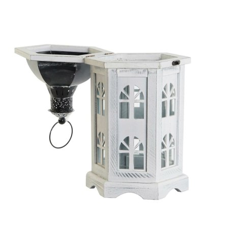 Lampa DKD Home Decor Wykończenie antyczne Biały Ciemny szary Drewno Szkło 19 x 17 x 39 cm