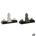 Palnik olejków eterycznych Home ESPRIT Ceramika Drewno MDF Budda 24 x 8 x 14 cm (2 Sztuk)