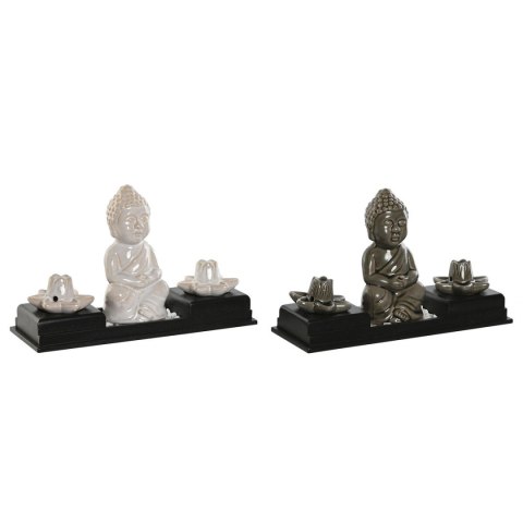 Palnik olejków eterycznych Home ESPRIT Ceramika Drewno MDF Budda 24 x 8 x 14 cm (2 Sztuk)