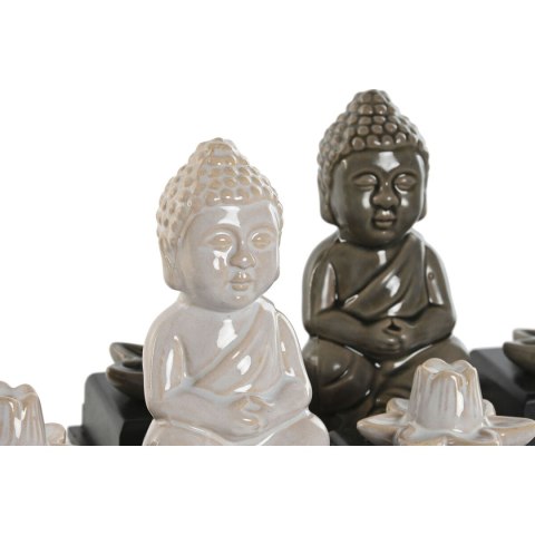 Palnik olejków eterycznych Home ESPRIT Ceramika Drewno MDF Budda 24 x 8 x 14 cm (2 Sztuk)