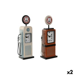 Stolné hodiny Home ESPRIT Niebieski Pomarańczowy Vintage gasolinera (2 Sztuk)