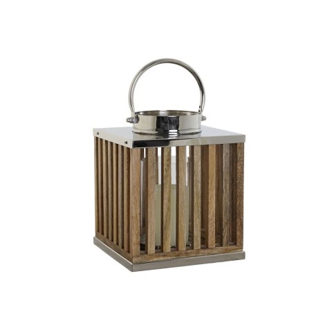 Świeczniki DKD Home Decor Brązowy Naturalny Szkło Drewno mango 21 x 21 x 25 cm (2 Części)