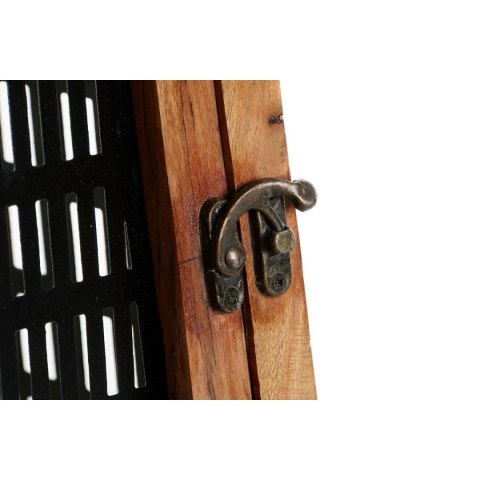 Świeczniki DKD Home Decor Czarny Naturalny Metal Drewno mango 20 x 20 x 38 cm