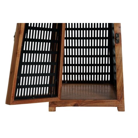 Świeczniki DKD Home Decor Czarny Naturalny Metal Drewno mango 20 x 20 x 38 cm