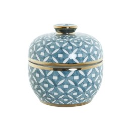 Szkatułka Home ESPRIT Niebieski Złoty Aluminium Porcelana 15 x 15 x 15 cm