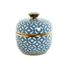 Szkatułka Home ESPRIT Niebieski Złoty Aluminium Porcelana 18,5 x 18,5 x 20 cm