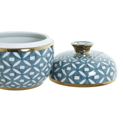 Szkatułka Home ESPRIT Niebieski Złoty Aluminium Porcelana 18,5 x 18,5 x 20 cm