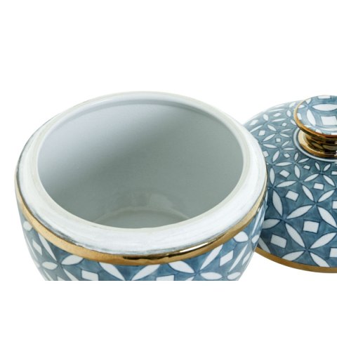Szkatułka Home ESPRIT Niebieski Złoty Aluminium Porcelana 18,5 x 18,5 x 20 cm