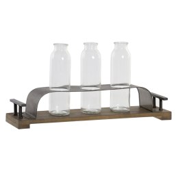 Wazon DKD Home Decor Brązowy Czarny Metal Szkło 45 x 11 x 22 cm (3 Części)