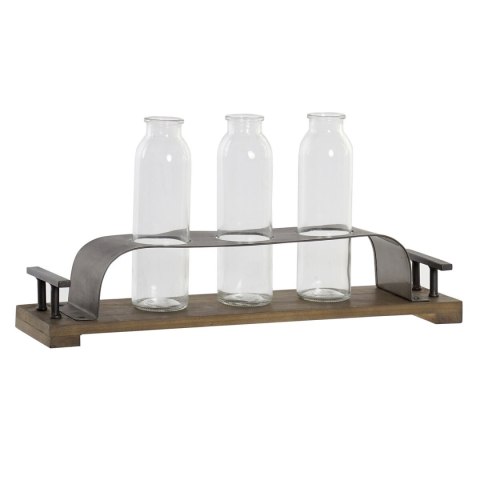 Wazon DKD Home Decor Brązowy Czarny Metal Szkło 45 x 11 x 22 cm (3 Części)