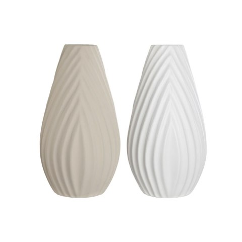 Wazon Home ESPRIT Biały Beżowy Kamionka Styl rzemieślniczy 24 x 24 x 41 cm (2 Sztuk)