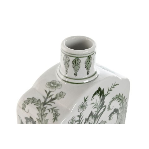 Wazon Home ESPRIT Biały Kolor Zielony Porcelana Liść roślin 16,5 x 8 x 38 cm