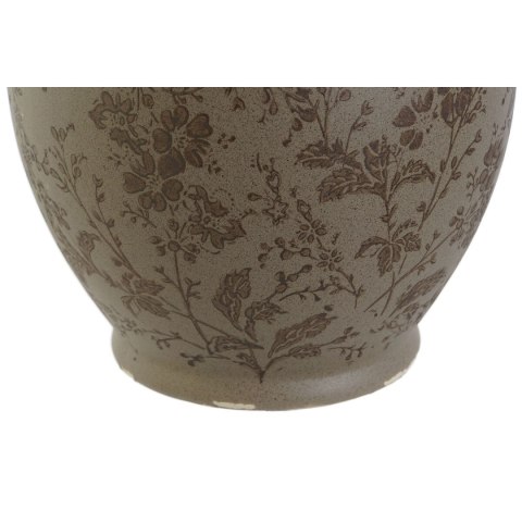 Wazon Home ESPRIT Brązowy Kolor Zielony Kamionka Liść roślin 17 x 17 x 22 cm