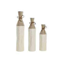 Zestaw 3 Wazony Home ESPRIT Biały Złoty Metal 14 x 14 x 67 cm (3 Części)