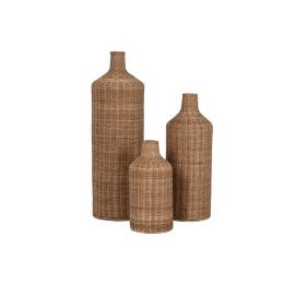 Zestaw 3 Wazony Home ESPRIT Brązowy Metal Naturalny 25 x 25 x 82 cm (3 Części)