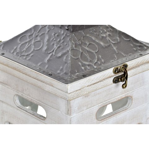 Zestaw lampionów Home ESPRIT Biały Szkło Jodła Etniczny Arabia 26 x 26 x 66 cm (2 Części)