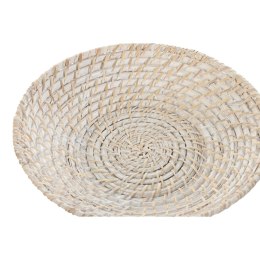 Dekoracja na Stół Home ESPRIT Biały Naturalny Bambus Rattan 35 x 35 x 8 cm (2 Części)