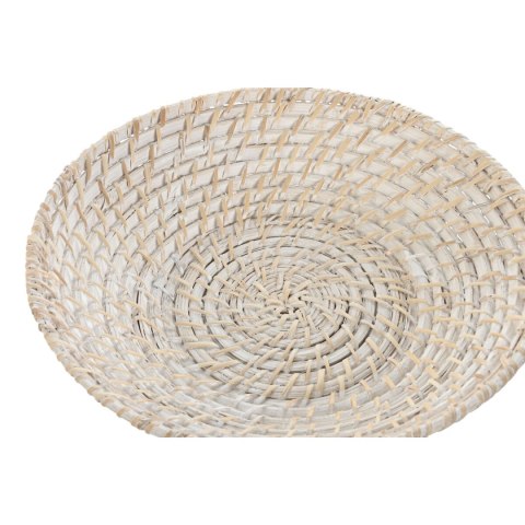 Dekoracja na Stół Home ESPRIT Biały Naturalny Bambus Rattan 35 x 35 x 8 cm (2 Części)