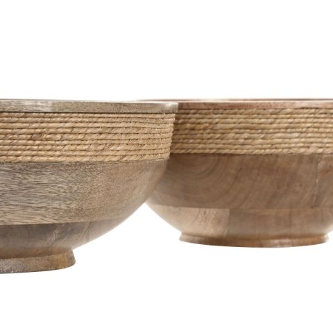 Dekoracja na Stół Home ESPRIT Brązowy Sznurek Drewno mango 25 x 25 x 10 cm (2 Sztuk)