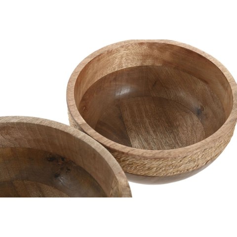Dekoracja na Stół Home ESPRIT Brązowy Sznurek Drewno mango 25 x 25 x 10 cm (2 Sztuk)