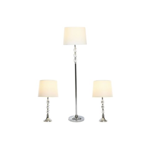 Lampa Stojąca Home ESPRIT Biały Srebrzysty 50 W 220 V 35 x 35 x 150 cm (3 Części)