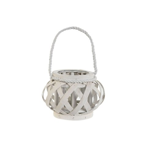 Świeczniki Home ESPRIT Biały Drewno Szkło 18 x 18 x 13 cm