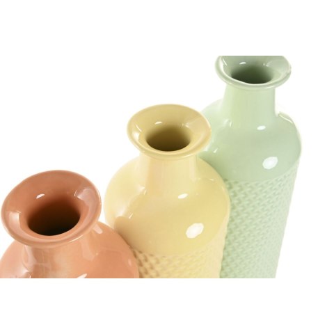 Wazon Home ESPRIT Kolor Zielony Beżowy Terakota Dolomite 13 x 13 x 41 cm (3 Sztuk)