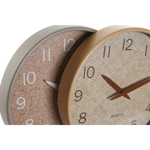 Zegar Ścienny Home ESPRIT Brązowy Naturalny PVC Drewno 30 x 4,7 x 30 cm (2 Sztuk)