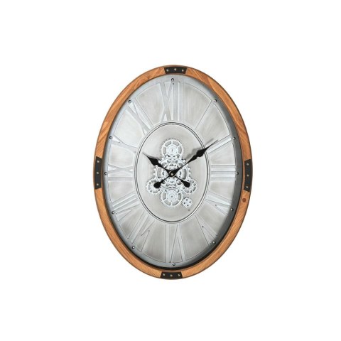 Zegar Ścienny Home ESPRIT Srebrzysty Naturalny Metal Szkło drewno sosnowe 50 x 8 x 68 cm