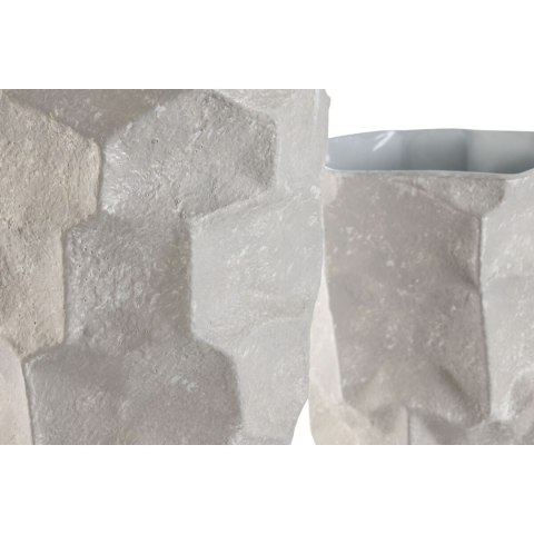 Zestaw 2 Wazony Home ESPRIT Beżowy Metal Nowoczesny 20 x 20 x 48 cm 19 x 19 x 48 cm (2 Części)