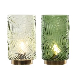 Dekoracja świetlna Home ESPRIT Metal Szkło Tropikalny 14 x 14 x 26 cm (2 Sztuk)